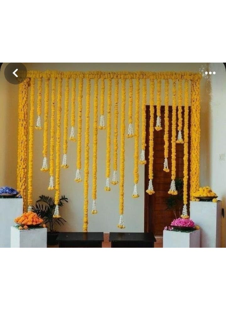 SP SELLPLUS - Sellplus Backdrop Setup for Mehndi haldi Marrige Pooja ganpati Home Decoration Combo of Marigold Strings Set 16 - Image 1