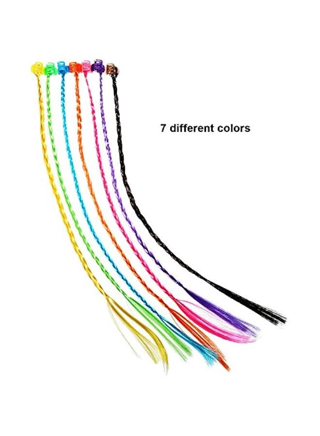 Generic 21 Pieces Colored Braids Hair Extensions with Clip Snaps Rainbow Braided Kids Hair Extensions Accessories for Children Performance Kids Girls  Cosplay Party Dress up - Image 4