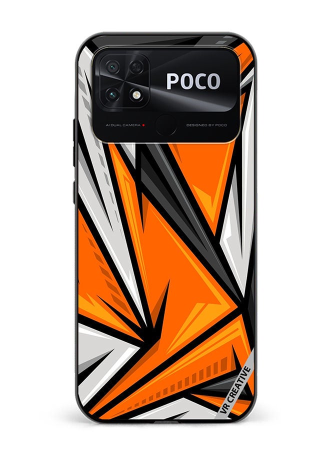VR CREATIVE Protective Case Cover For Xiaomi Poco C40 Texture Sports Racing Style Orange Color Design Multicolour - Image 1