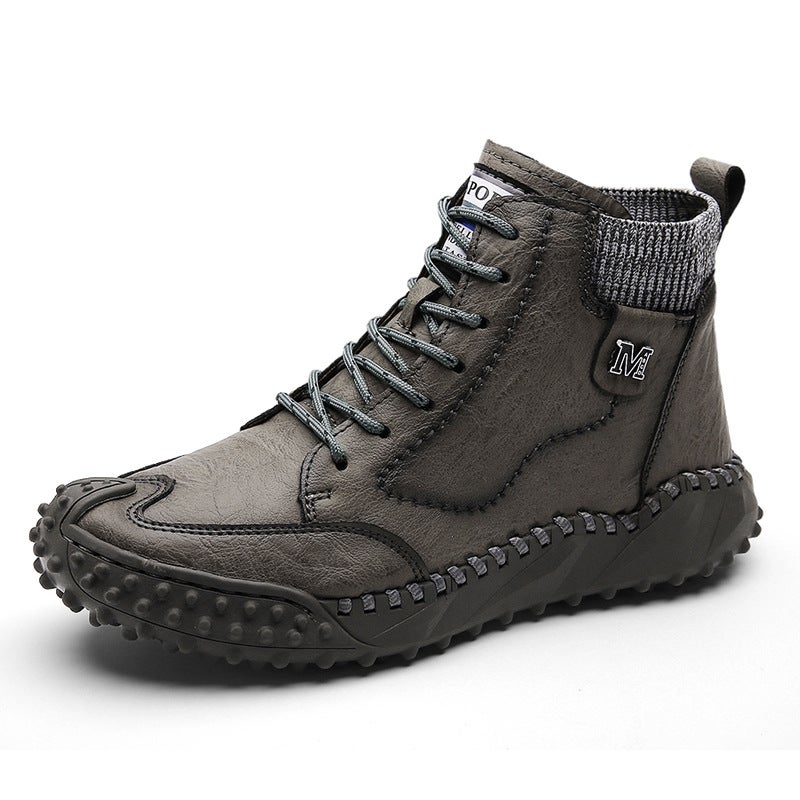 Large Size Casual Fashion Hand-Stitched Men'S Shoes Plus Cotton Four Seasons Cotton Boots Casual Shoes - Image 1