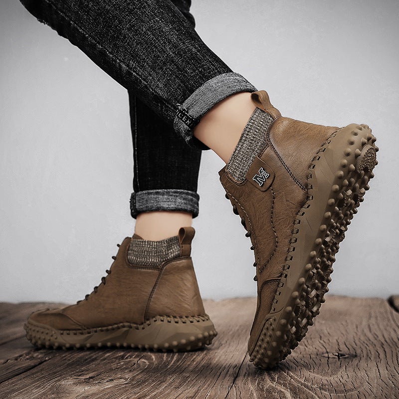 Large Size Casual Fashion Hand-Stitched Men'S Shoes Plus Cotton Four Seasons Cotton Boots Casual Shoes - Image 5