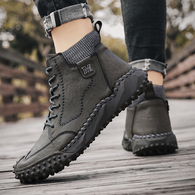 Large Size Casual Fashion Hand-Stitched Men'S Shoes Plus Cotton Four Seasons Cotton Boots Casual Shoes - Image 4