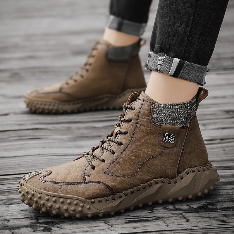 Large Size Casual Fashion Hand-Stitched Men'S Shoes Plus Cotton Four Seasons Cotton Boots Casual Shoes - Image 2