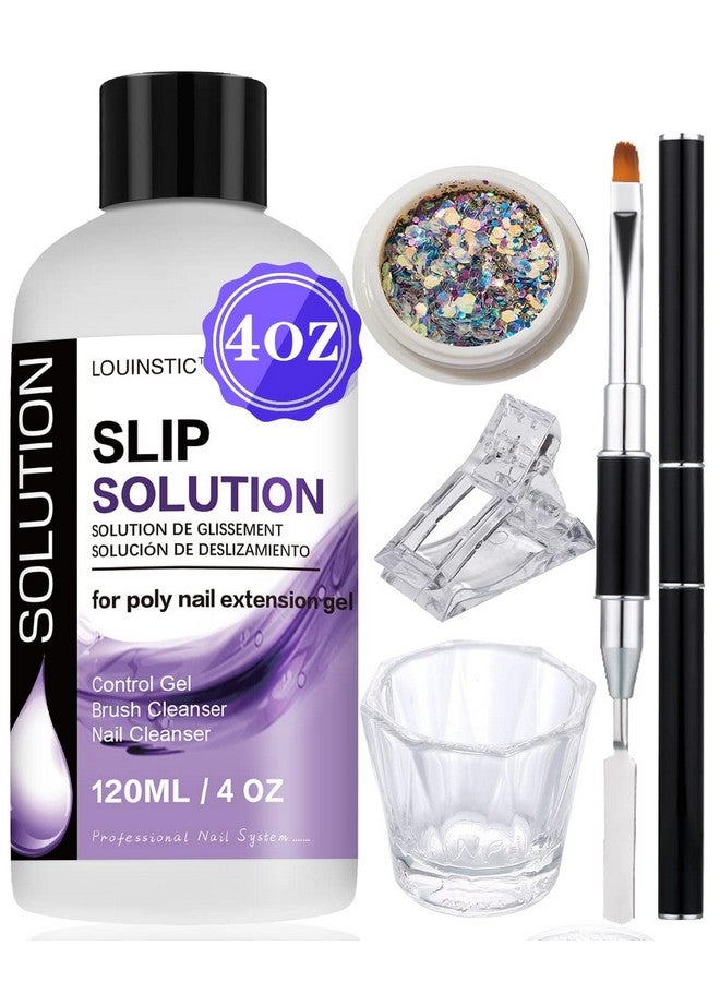 LOUINSTIC Polygel Slip Solution Liquid - 120ml Poly Nail Gel Slip Solutions Anti-stick Slip Solution for Polygels Nail colors - Image 1