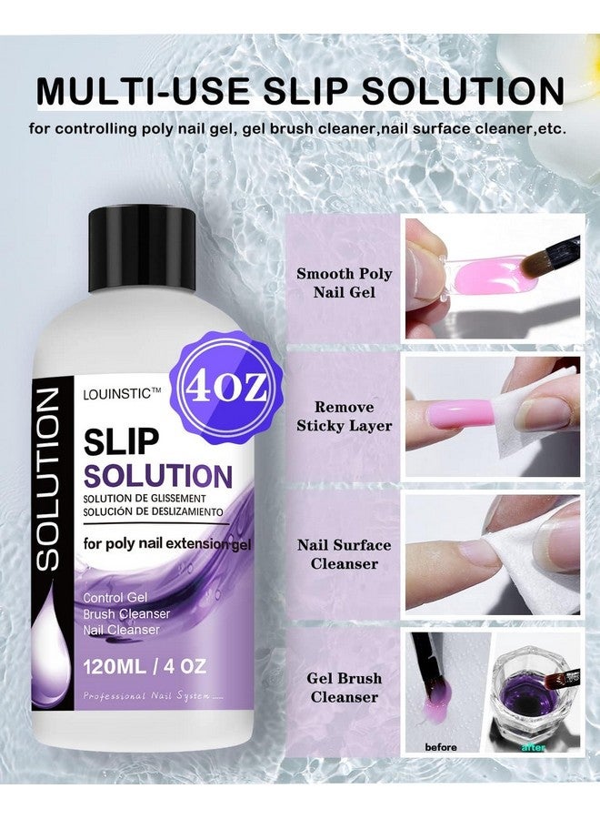 LOUINSTIC Polygel Slip Solution Liquid - 120ml Poly Nail Gel Slip Solutions Anti-stick Slip Solution for Polygels Nail colors - Image 3