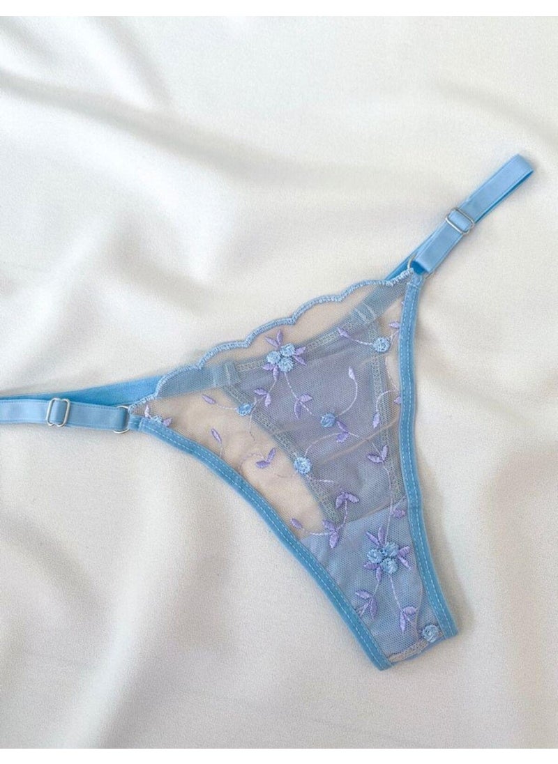 La Linaa Flora Ice Blue Women's Bralet Set  - Image 4