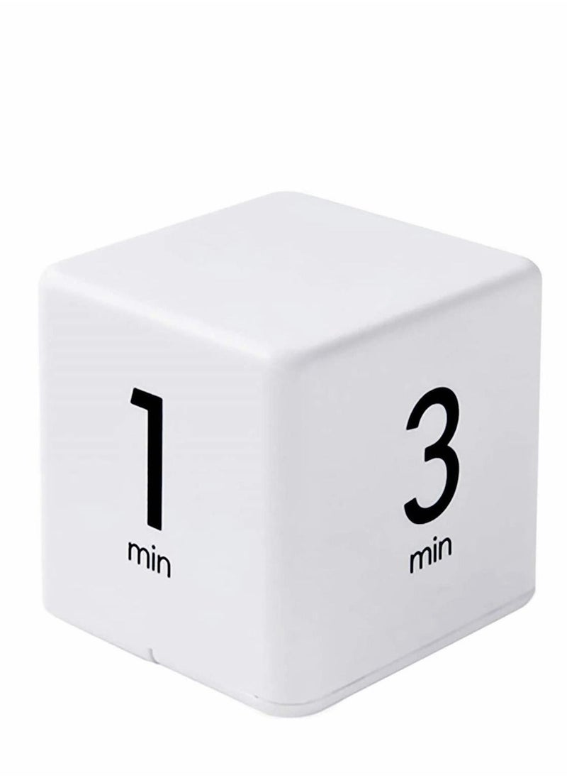 Y&D - Cube Timer, Kitchen Timer Child Exercise Gravity Sensor Flip For Time Management And Countdown Settings, Student Learning (1 - 3 5 10 Minutes, White) - Image 1