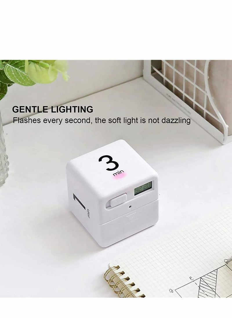 Y&D - Cube Timer, Kitchen Timer Child Exercise Gravity Sensor Flip For Time Management And Countdown Settings, Student Learning (1 - 3 5 10 Minutes, White) - Image 1