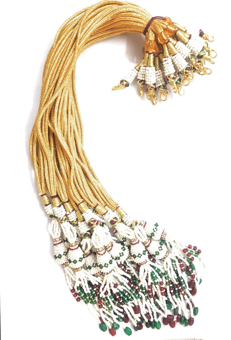 SIJCM Dori Back Rope Quilling Women Silk Thread Colorful Jewelry Making Necklace Golden Handcraft Metal Brass Pearl Necklace Back Rope Dori for Silk Thread Jewellery - Image 1