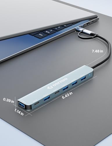ONFINIO USB C/USB Hub Multiport Adapter,7 in 1 Aluminum USB 3.0 Hub with 1 *USB 3.0, 4*USB 2.0,1*USB C and 1 * 5IN Power Port for PC/Laptop/MacBook/iPad Pro and More Devices - Image 5