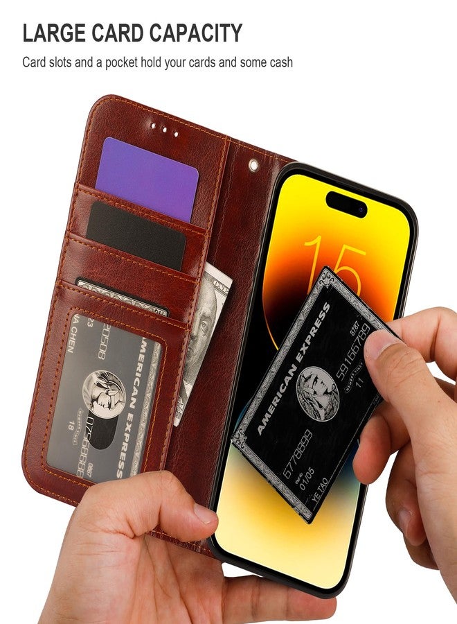 Bocasal for iPhone 15 Pro Max Wallet Case Compatible with MagSafe Wireless Charging, RFID Blocking Magnetic Leather Case with Card Slots Holder Kickstand Detachable Wrist Strap 6.7 Inch (Brown) - Image 5