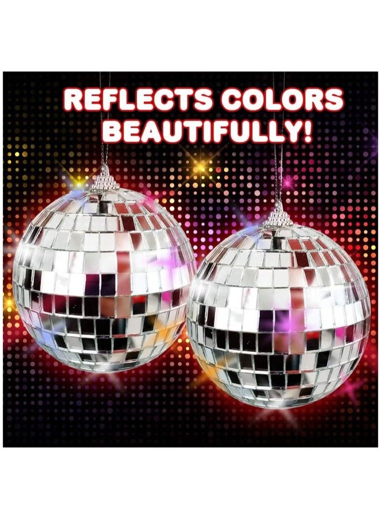 Disco Ball Decor 6 PCS Silver Bright Reflective Mirror Balls with Hanging String for Parties Birthdays Weddings Family Party Decoration and Supplies - Image 5