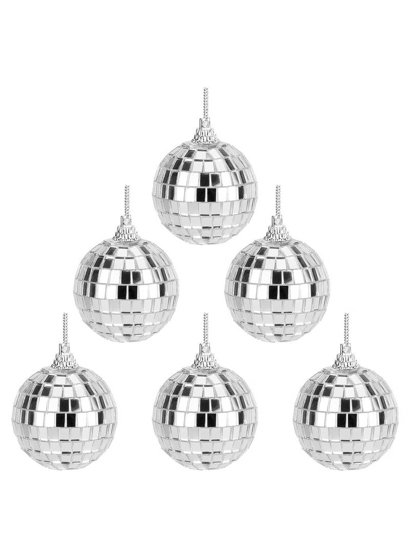 Disco Ball Decor 6 PCS Silver Bright Reflective Mirror Balls with Hanging String for Parties Birthdays Weddings Family Party Decoration and Supplies - Image 1