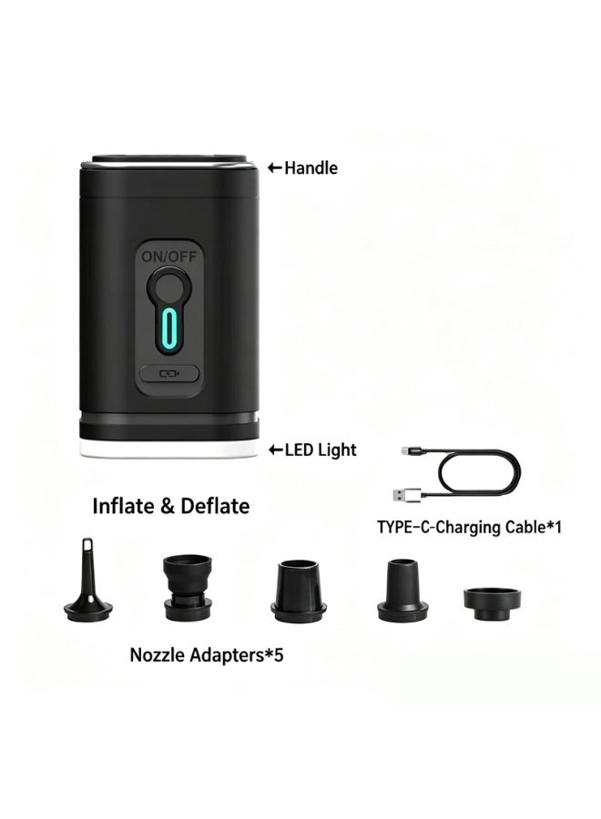 Portable Rechargeable Air Pump, USB Electric Inflator Deflator with 5 Nozzles, Mini Air Pump for Air Mattress, Pool Floats, Camping, Vacuum Storage Bags - Image 3