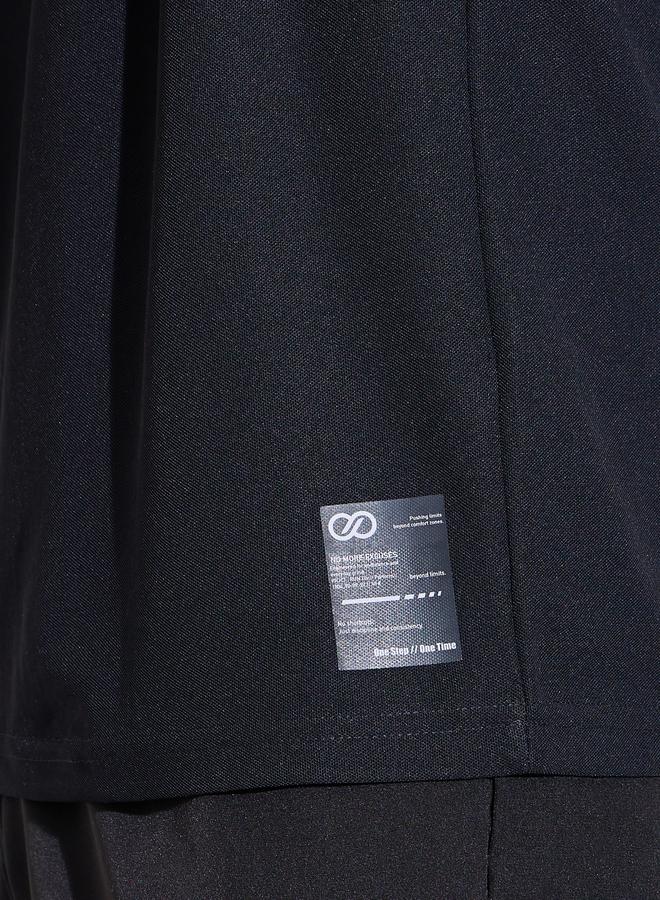 Styli Black Solid Patchwork Detail Regular Fit Active T-Shirt - Image 3