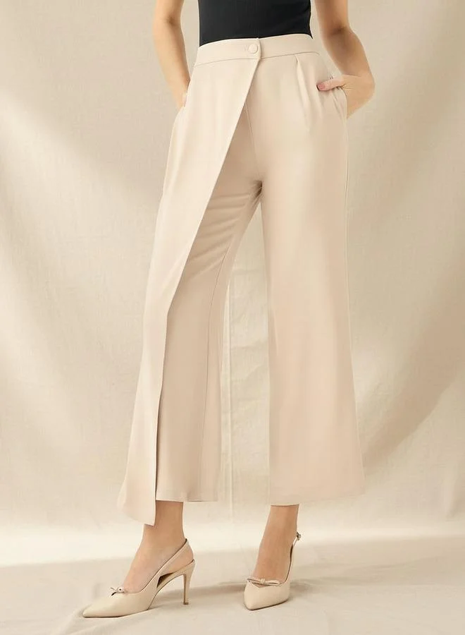 Iconic Iconic Straight Fit Button Waist Wrap Pants