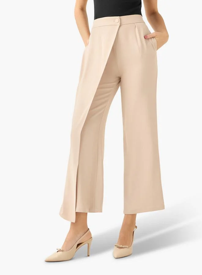 ايكونيك Iconic Straight Fit Button Waist Wrap Pants