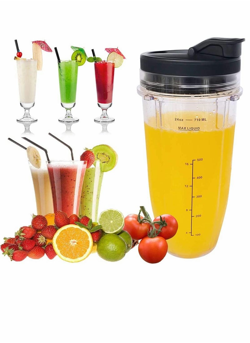 SYOSI - Blender Cup, Replacement for 24oz Nutri Ninja Blender Cup, with Sip & Seal Lid, Interchangeable Juicer Accessories, for Ninja Nutri Ninja, 2-Pack - Image 1