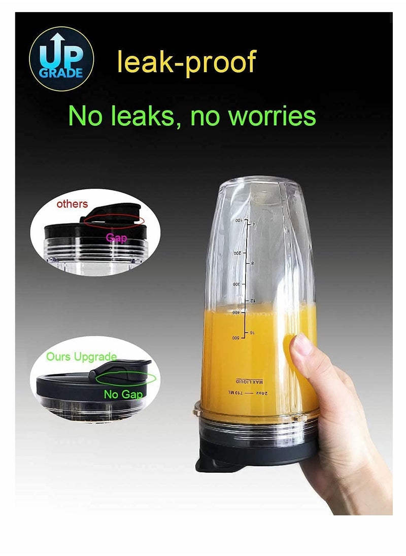 SYOSI - Blender Cup, Replacement for 24oz Nutri Ninja Blender Cup, with Sip & Seal Lid, Interchangeable Juicer Accessories, for Ninja Nutri Ninja, 2-Pack - Image 1