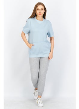 Kenneth Cole Women Round Neck Plain Sweatshirt, Light Blue  - Image 4