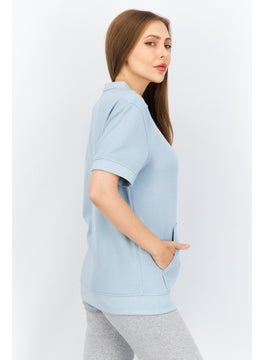 Kenneth Cole Women Round Neck Plain Sweatshirt, Light Blue  - Image 3