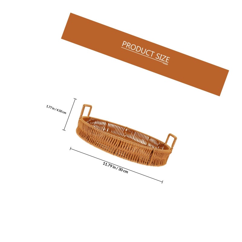 Brown Woven Bread Basket with Handles 30cm Kitchen Storage Picnic Snack Holder - Image 3