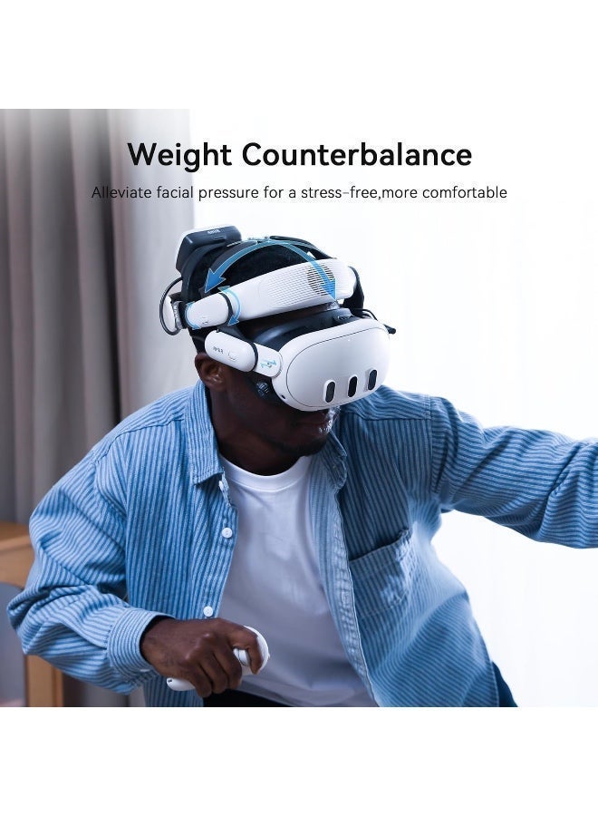 اي ام في ار حزام رأس بطارية قابل للشحن متوافق مع Meta Quest 3، حزمة بطارية قابلة للاستبدال ساخنة بنظام تبريد الهواء، قابل للتعديل لراحة وجلسات لعب ممتدة - Image 5