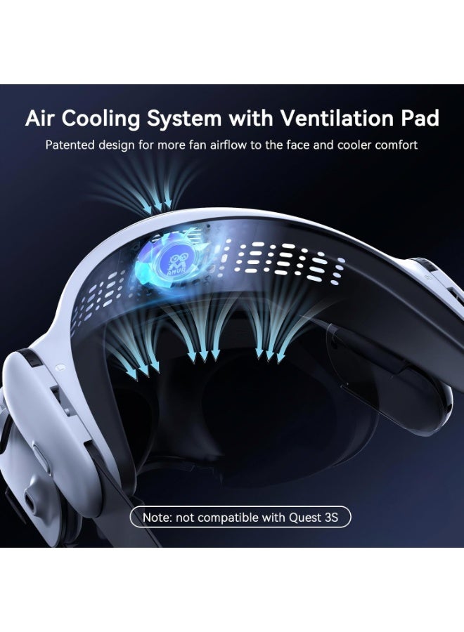 اي ام في ار حزام رأس بطارية قابل للشحن متوافق مع Meta Quest 3، حزمة بطارية قابلة للاستبدال ساخنة بنظام تبريد الهواء، قابل للتعديل لراحة وجلسات لعب ممتدة - Image 2