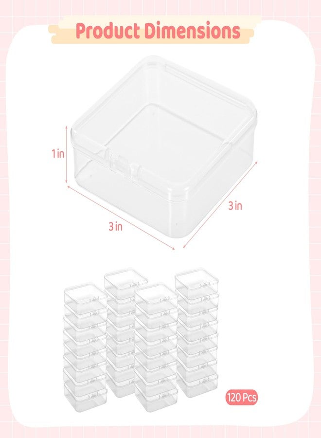 yeesport 120 Pcs Plastic Bead Storage Containers, 3×3×1" Small Storage Boxes, Clear Square Containers with Hinged Lids, Mini Organizer Cases for Jewelry, Crafts, Small Items, Parts - Image 5