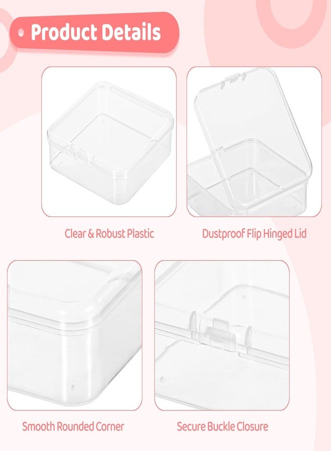 yeesport 120 Pcs Plastic Bead Storage Containers, 3×3×1" Small Storage Boxes, Clear Square Containers with Hinged Lids, Mini Organizer Cases for Jewelry, Crafts, Small Items, Parts - Image 4