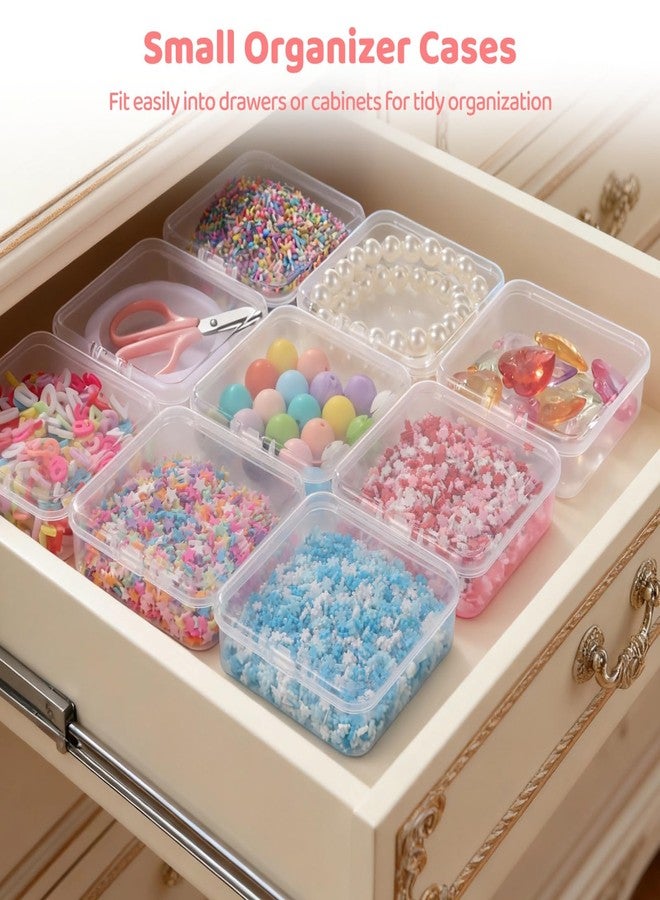 yeesport 120 Pcs Plastic Bead Storage Containers, 3×3×1" Small Storage Boxes, Clear Square Containers with Hinged Lids, Mini Organizer Cases for Jewelry, Crafts, Small Items, Parts - Image 3