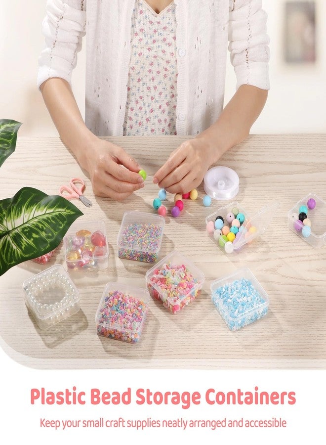 yeesport 120 Pcs Plastic Bead Storage Containers, 3×3×1" Small Storage Boxes, Clear Square Containers with Hinged Lids, Mini Organizer Cases for Jewelry, Crafts, Small Items, Parts - Image 2
