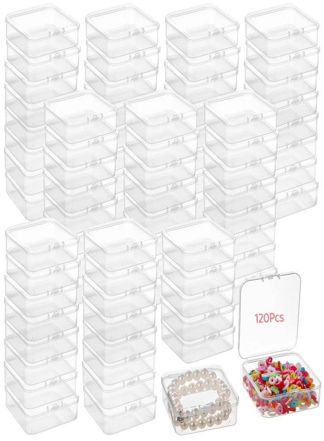 yeesport 120 Pcs Plastic Bead Storage Containers, 3×3×1" Small Storage Boxes, Clear Square Containers with Hinged Lids, Mini Organizer Cases for Jewelry, Crafts, Small Items, Parts - Image 1