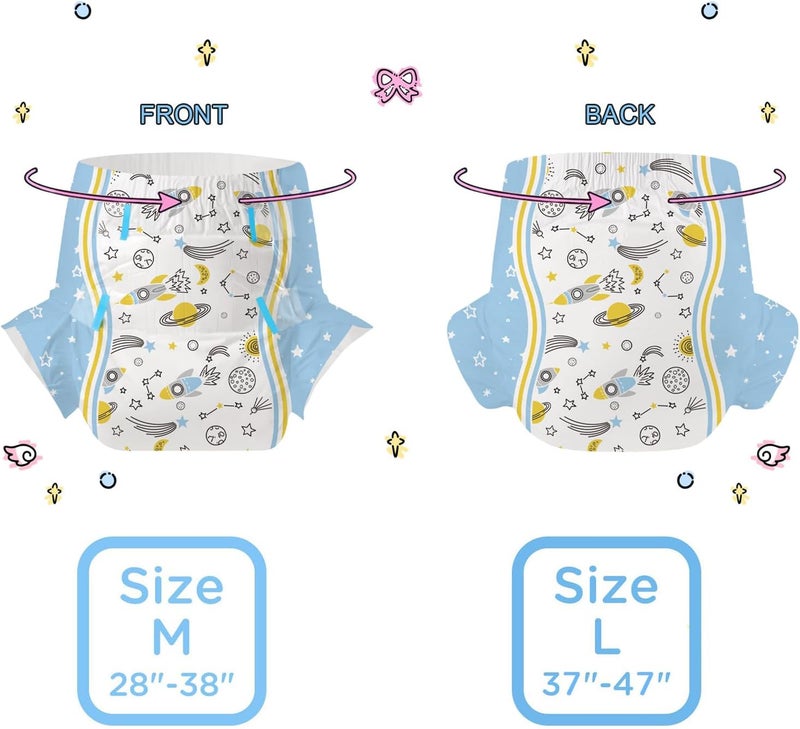 CutiePlusU Adult Diapers 2 Pieces Incontinence Briefs with Tabs for Women and Men Maximum Overnight Absorbency Cosmic Adventurer Large 3747 - Image 4