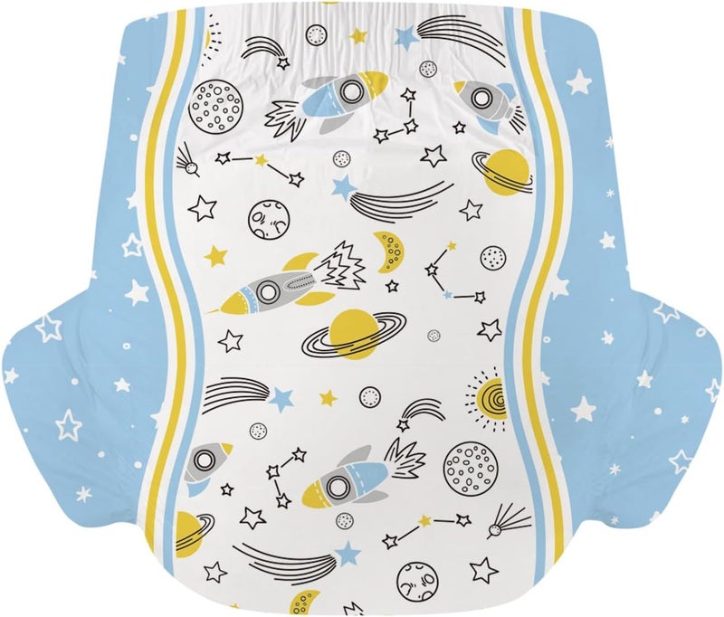 CutiePlusU Adult Diapers 2 Pieces Incontinence Briefs with Tabs for Women and Men Maximum Overnight Absorbency Cosmic Adventurer Large 3747 - Image 3