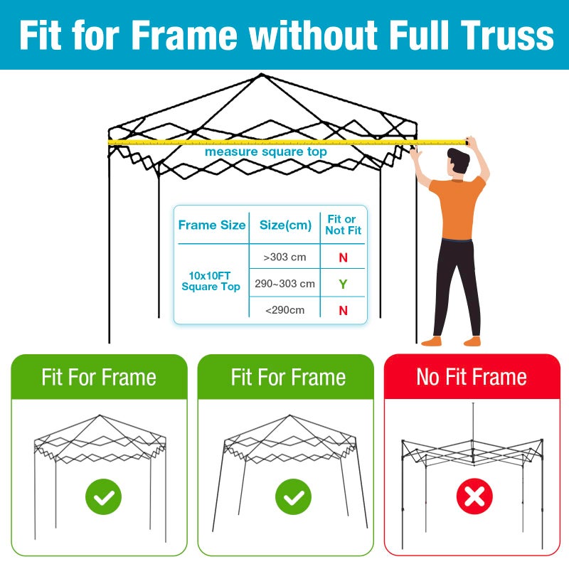 FLOUREE 10x10 Canopy Replacement Top Cover with Air Vents for ez up Pop up Canopy Gazebo Tent with Adjustable Straps, Waterproof & Anti-UV for Outdoor Shade (Frame Not Included) (Beige) - Image 2