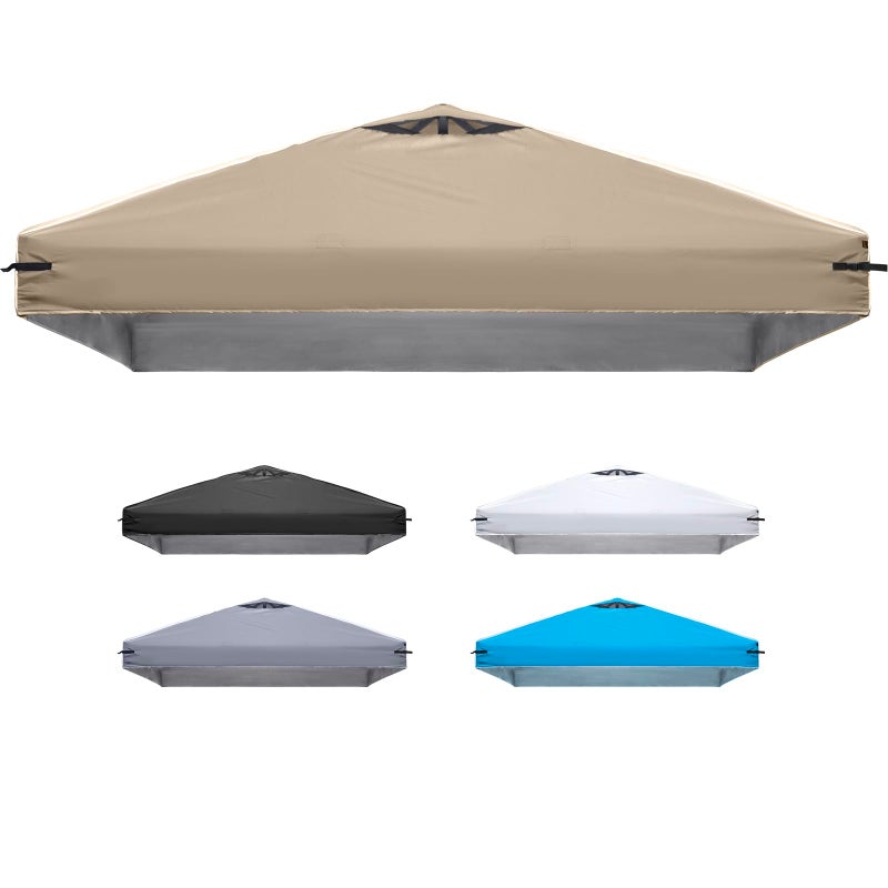 FLOUREE 10x10 Canopy Replacement Top Cover with Air Vents for ez up Pop up Canopy Gazebo Tent with Adjustable Straps, Waterproof & Anti-UV for Outdoor Shade (Frame Not Included) (Beige) - Image 1