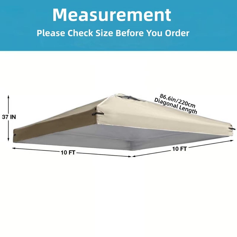 FLOUREE 10x10 Canopy Replacement Top Cover with Air Vents for ez up Pop up Canopy Gazebo Tent with Adjustable Straps, Waterproof & Anti-UV for Outdoor Shade (Frame Not Included) (Beige) - Image 3