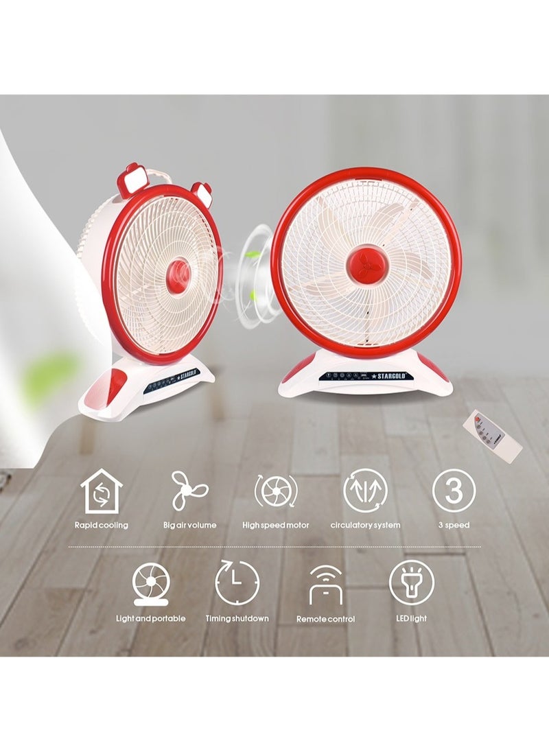 Stargold - 14 Inch Rechargeable Table Fan with LED Light and Remote Control - Image 1