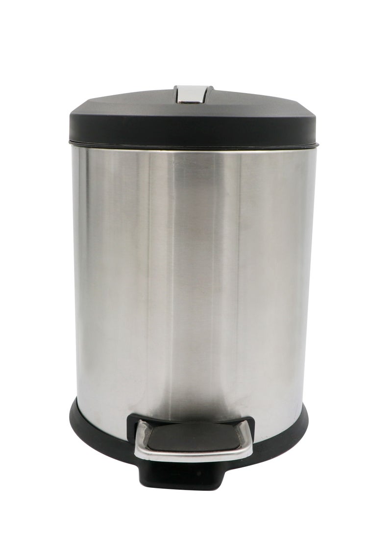 أكسنتشر صندوق قمامة من الفولاذ المقاوم للصدأ مقاوم لبصمات الأصابع بغطاء ناعم وإغلاق ، آلية دواسة قدم ناتئة متينة ، صندوق دواسة - 5LT ، فضي - Image 1