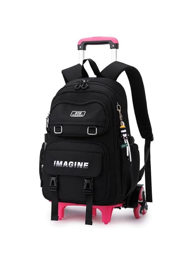 Solid Color Kids School Rolling Backpack for Boys Primary Students Wheeled Bag Elementary Bookbags for Girls  - Image 1