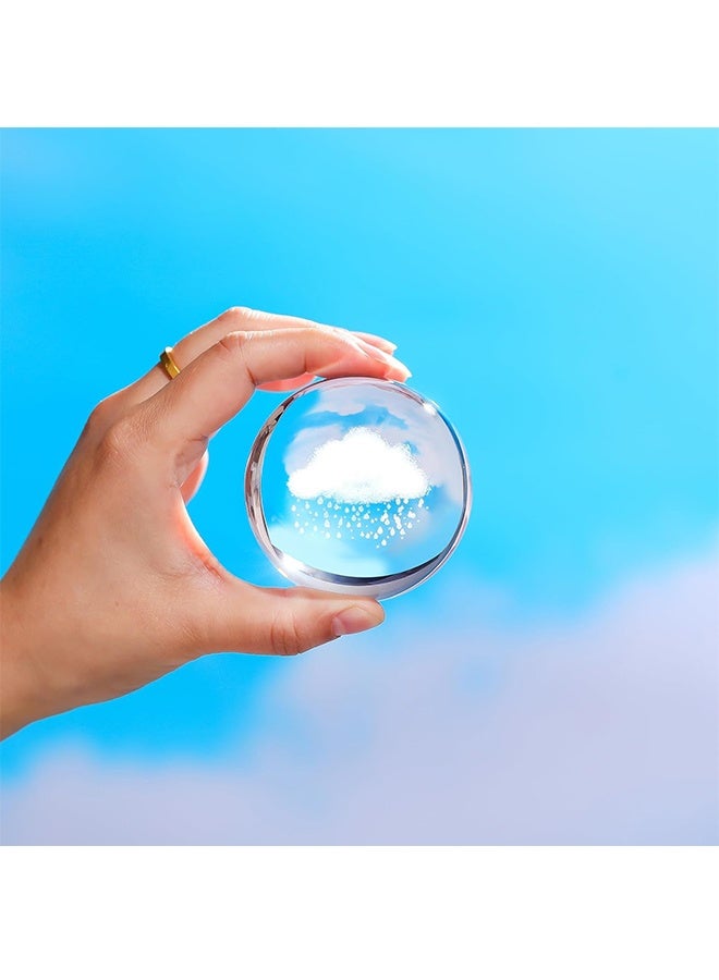 3D Cloud and Rains Crystal Ball Gifts for Women Men, Crystal Decorative Ball Engraved Cloud Figurine Paperweight with LED Light Base for Home Office Decoration for Birthday - Image 3