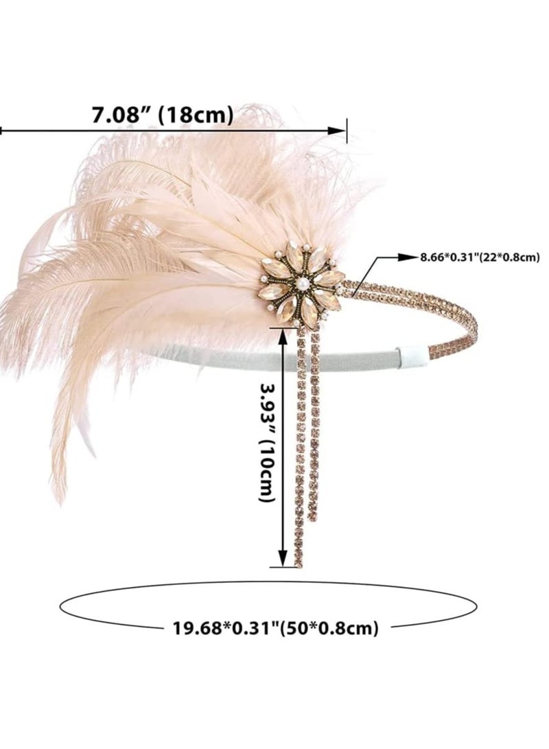 1920s Flapper Headband with Rhinestones & Pearls, Elegant Great Gatsby Hair Accessory for Women, Art Deco Style (Champagne) - Image 4