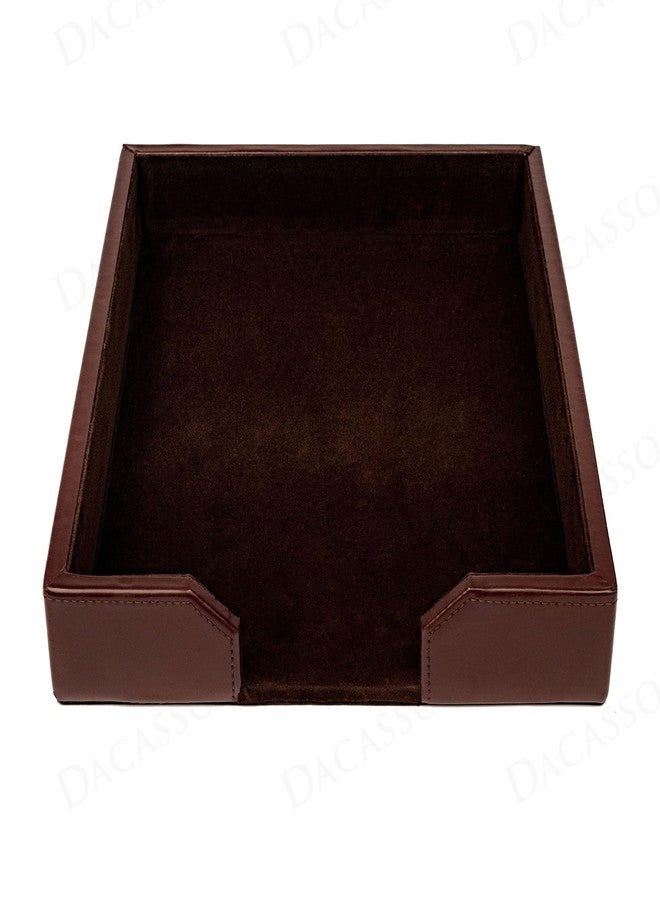Dacasso Dark Brown Bonded Leather Luxury Letter Tray Holder - Paper Organizer for Desktop Office Essentials & Executive Desk Decor - Image 5