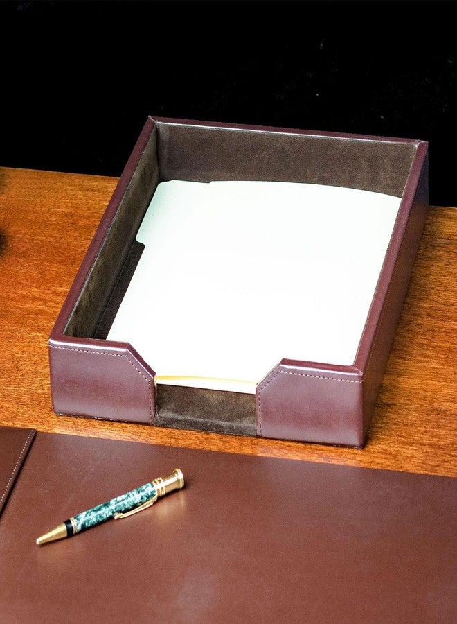 Dacasso Dark Brown Bonded Leather Luxury Letter Tray Holder - Paper Organizer for Desktop Office Essentials & Executive Desk Decor - Image 4