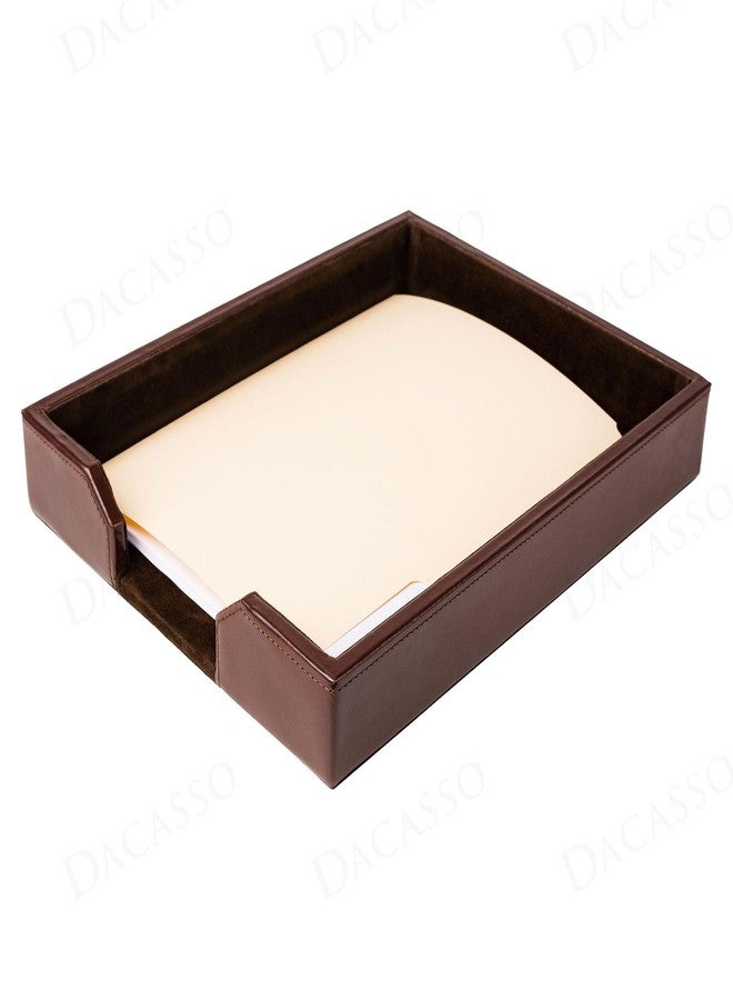 Dacasso Dark Brown Bonded Leather Luxury Letter Tray Holder - Paper Organizer for Desktop Office Essentials & Executive Desk Decor - Image 1