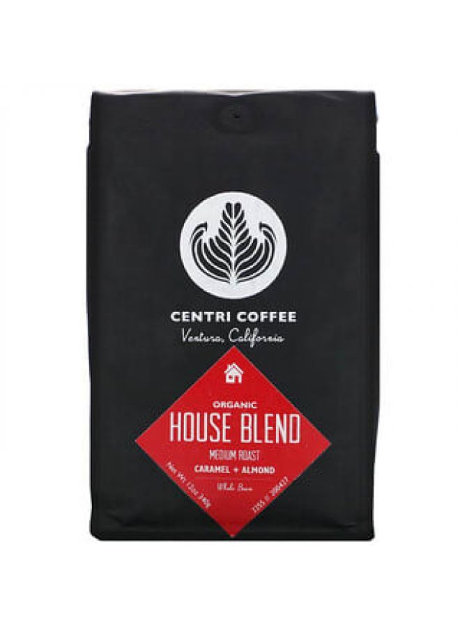 Cafe Altura Cafe Altura, Organic Centri Coffee, House Blend, Caramel + Almond, Whole Bean, Medium Roast, 12 oz (340 g)  - Image 1