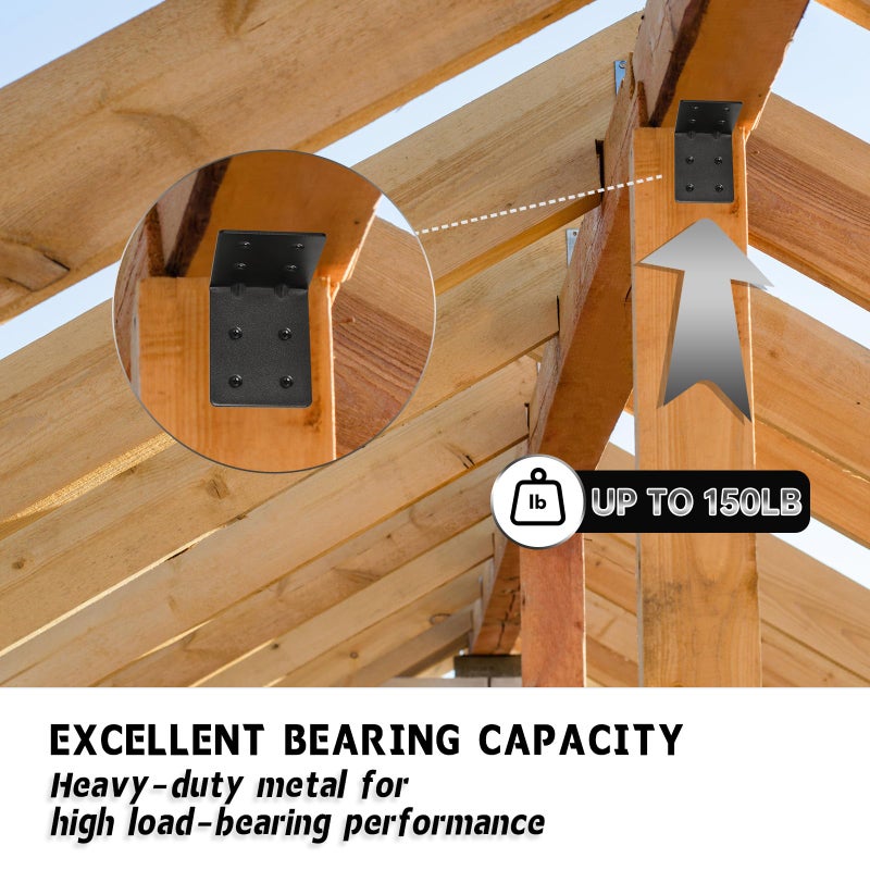 MOZCORN 4 PCS Heavy Duty Steel Corner Brackets, 4"x4"x3" 90 Degree L Right Angle Bracket, DIY L Shelf Brackets, Metal Joint Timber Connector Support for Wood Shelves, Furniture - Image 5