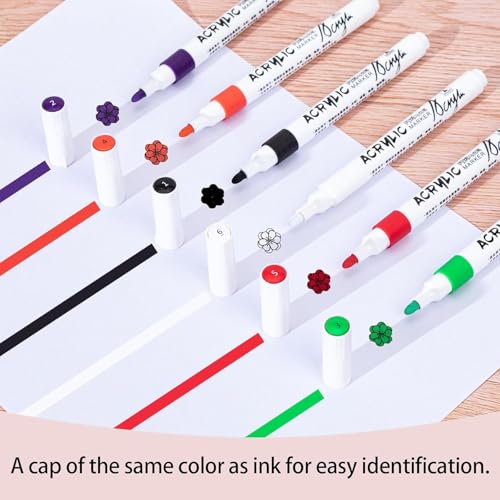 Krujyam Acrylic Marker Pens – 12 Vibrant Colors, Fine Tip, Quick-Dry, Water-Based Ink for DIY Crafts, Rock, Wood, Glass, Paper, Fabric Art for Kids & Adults (Acrylic MarkerPen 48) - Image 3