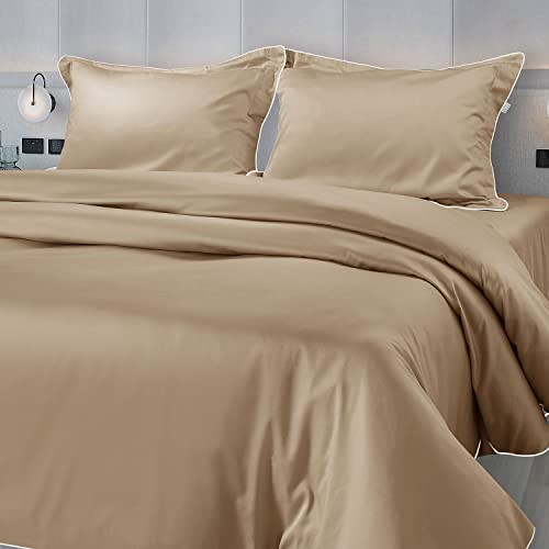 Spread Spain Italian Cotton Standard Pillow Cases Set of 2 Super Soft and Breathable Envelope Closure Pillowcases 18" x 27" Inches Standard Size with 500 Thread Count Beige - Image 3